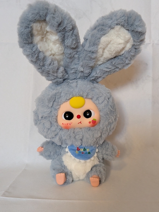 cureplaneta Accessories - Gray Plush Bunny Doll with Blue Bib - Baby Chase